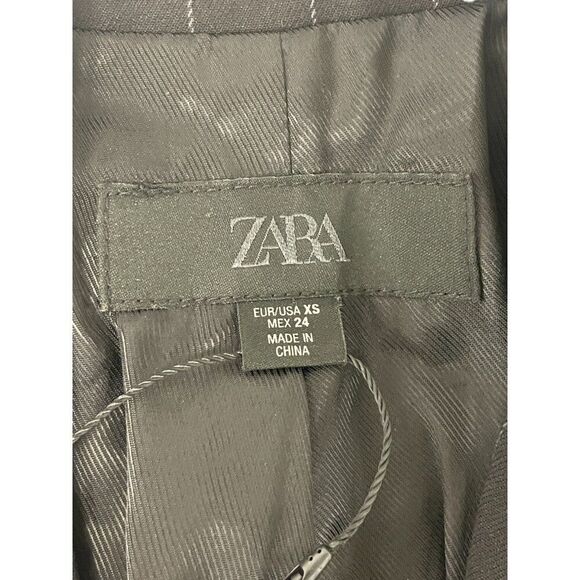 Zara Womens Blazer Suit Jacket XS Brown Pinstriped polyester 3811/045 NWOT - Picture 6 of 10